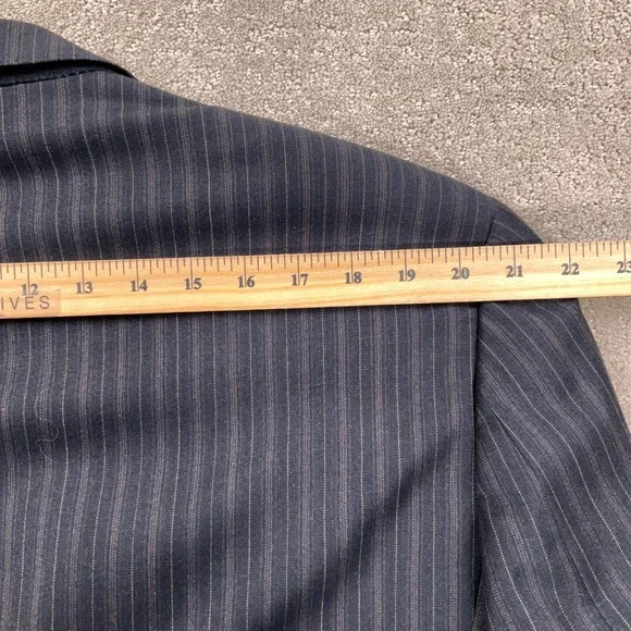 Stafford Executive Suit Mens 44L 36W 30L Navy Pinstripe 2 Button Office Wool